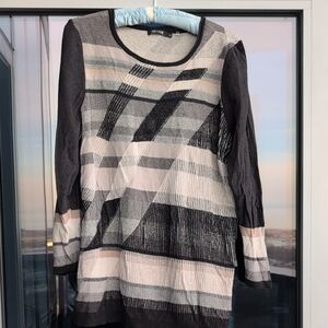 Max Edition Women's Long Sleeve Striped Top - Black, Gray, Cream